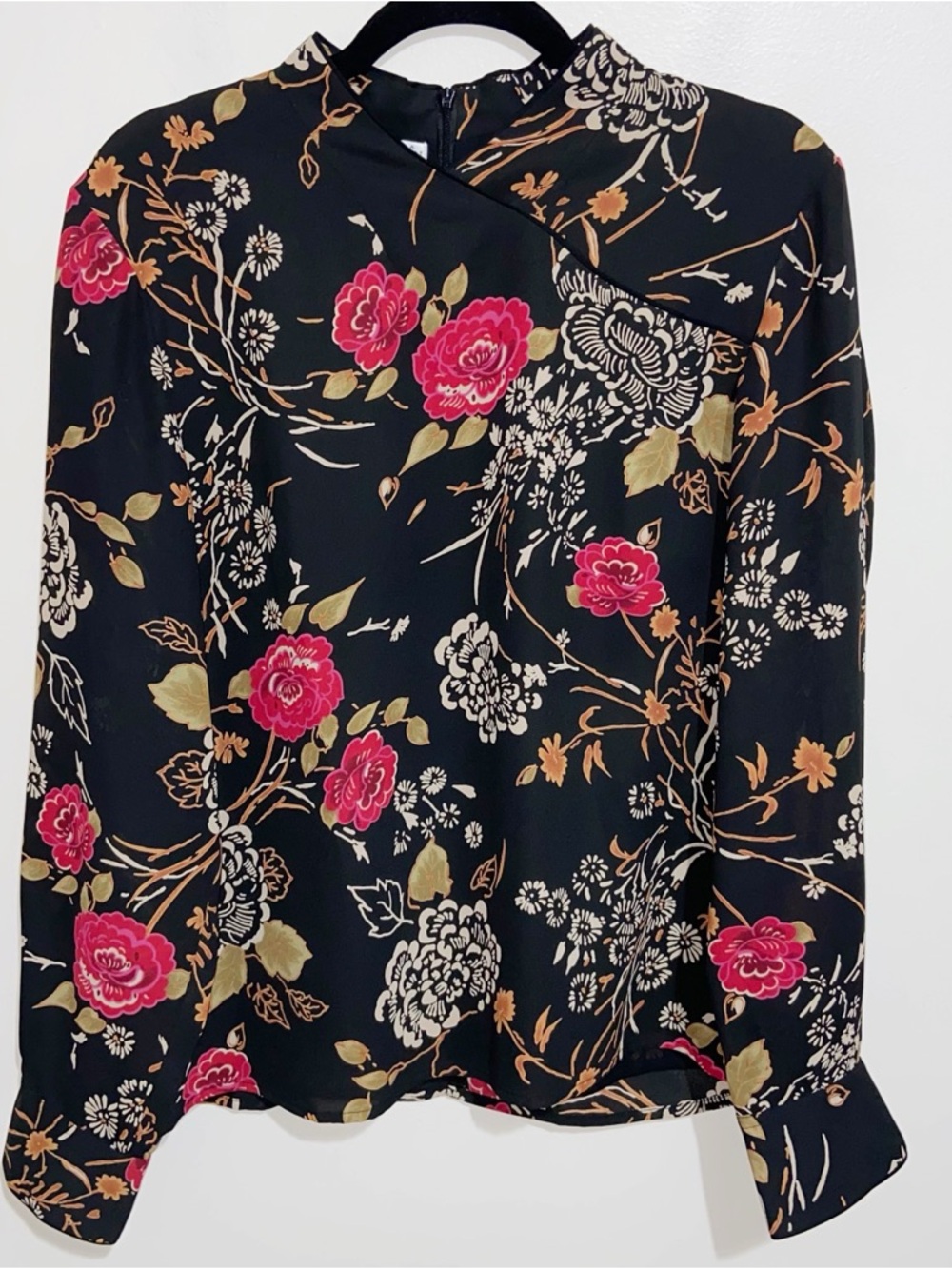 Vintage Pendleton Blouse Womens Size 14 Floral Asian Oriental Insp. Career Top
